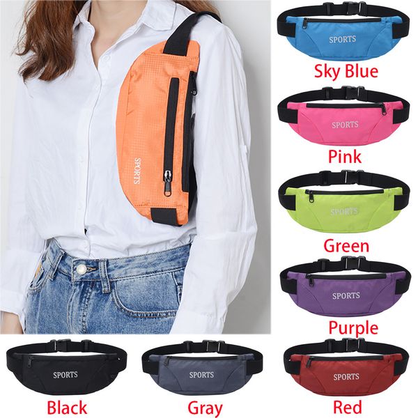 

chest bag women sports mobile phone ultra-thin single row zipper waterproof pockets luxury belt package waist pack