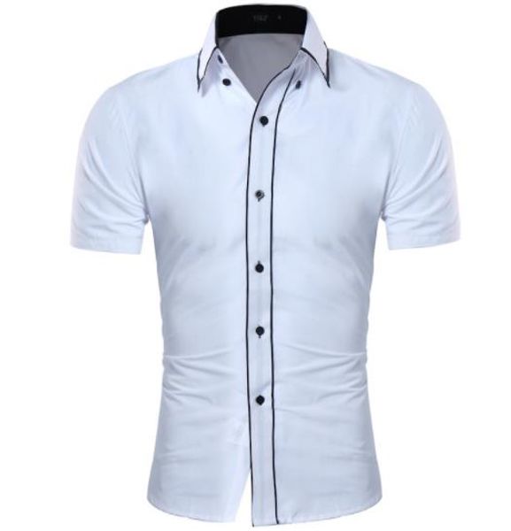 

Solid Color Mens Summer Designer Casual Shirts Turn Down Collar Short Sleeve Homme Clothing Business Style Casual Apparel