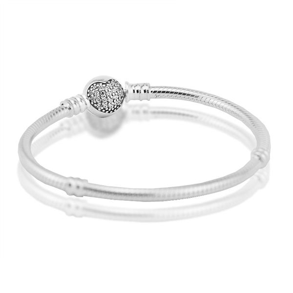 

sparkling heart clasp bracelet argent 925 sterling silver femme chain charm bracelets bangles for women fine jewelry pulseras, Golden;silver