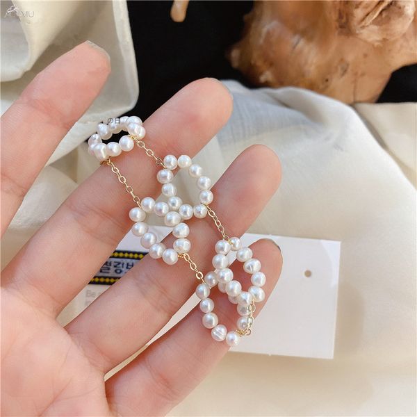 

aomu 2020 корея ретро барокко стиль натуральный жемчужный браслет геометрический эллипс выдолбленный жемчужный браслет для женщин ювелирные, Black