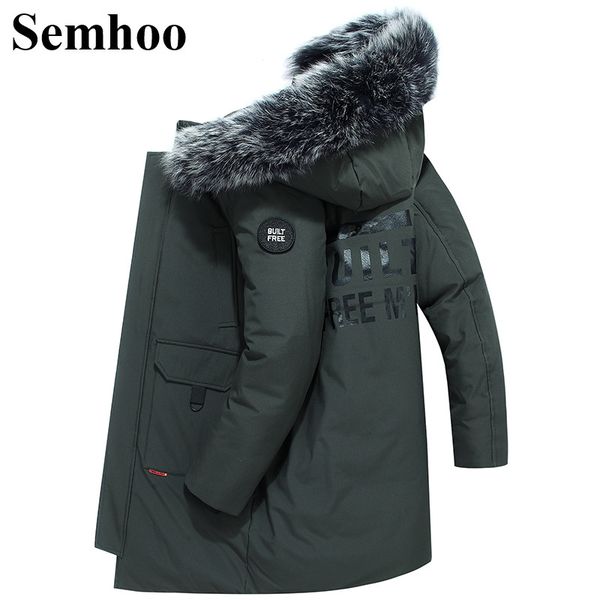 

2019 winter new long men's down jacket loose plus size hooded big fur collar fashion warm men's down jacket m---3xl, Black