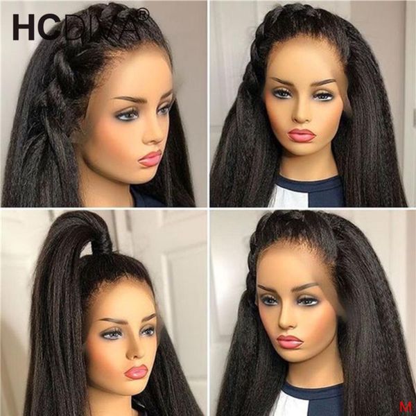 

malaysian kinky straight lace front wig 13x4/13x6 lace front human hair wig for black women glueless 360 remy, Black;brown