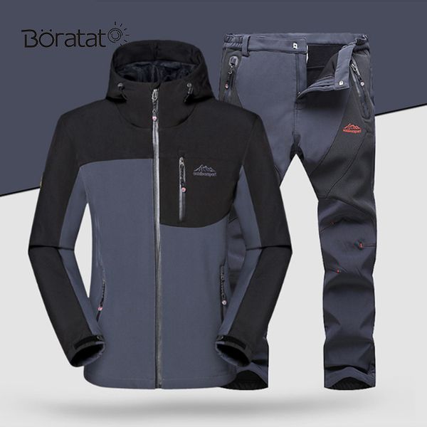 

ski jacket suit men skiing and snowboarding sets super warm waterproof windproof snowboard fleece jacket&pants winter snow suits, Blue;black