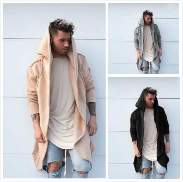 

mens hooded coat fashion casual style mens cardigan hooded jacket clothing with 3 colors asian size m-2xl, Black