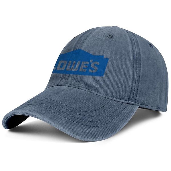 

lowe's home intermediate logo hollow denim baseball cap fitted custom hats pure white logo lowe's black side on improvement, Blue;gray