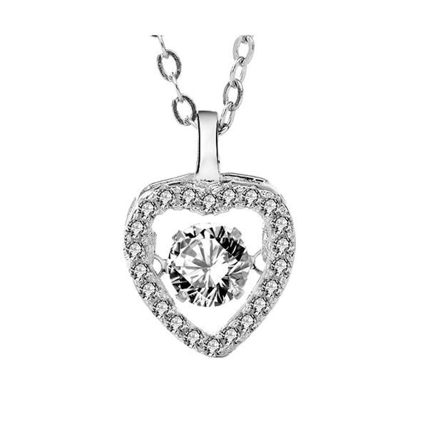 

ufooro s925 sterling silver new heart-shaped pendant micro-inlaid beating heart necklace female ornaments, Golden;silver