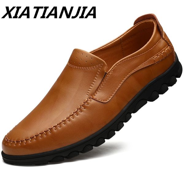 

plus size peas men's shoes leather shoes men outdoor ins catwalk loafers men's moccasins zapatos de hombre chaussure homme, Black