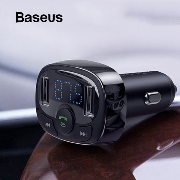 

baseus fm transmitter aux modulator wireless bluetooth handscar kit car audio mp3 player quick charge dual usb charger