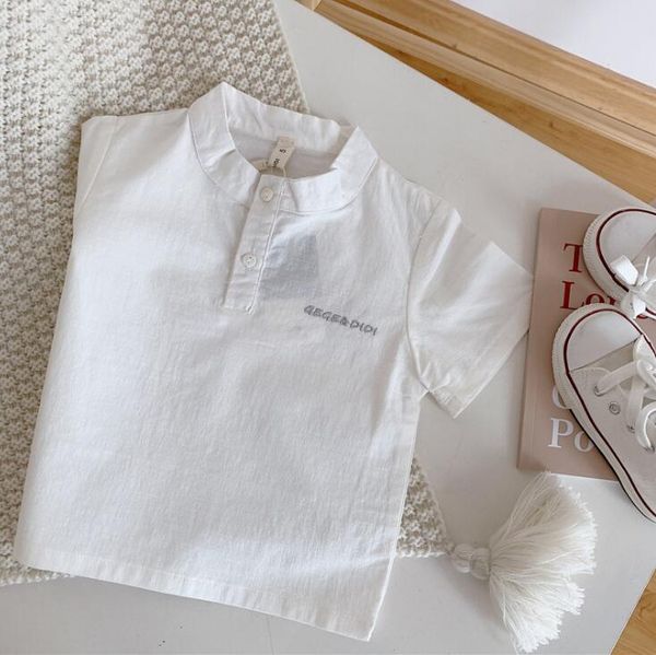 

2020 новые мальчики рубашка хлопок лето с коротким рукавом мода мальчики топ 2-7 лет hv125, White;black