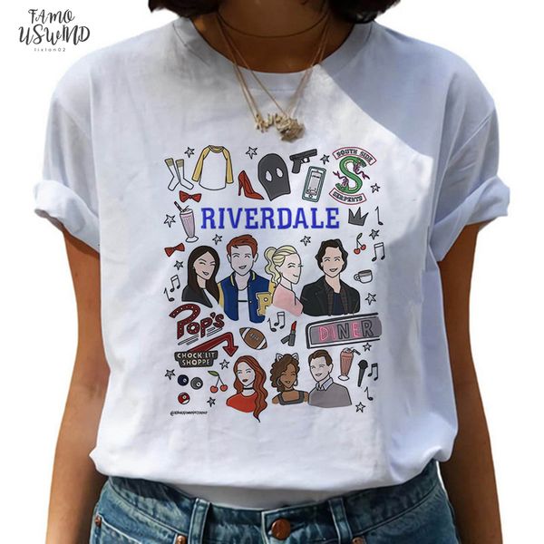 

riverdale harajuku snake print t shirt women southside serpent ullzang cartoon t shirt 90s floral graphic tshirt fashion tee female, White