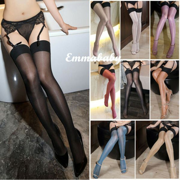 

women sheer shiny stretchy thigh high socks long stockings tight pantyhose ladies bikini cover up