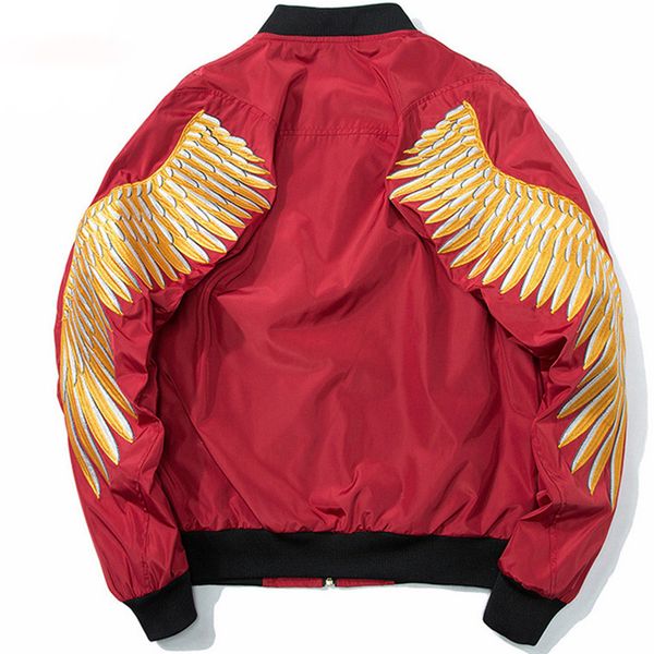 

gold wing embroidery jacket men 2018 new spring zipper pilot bomber jackets coats 2018 fashion streetwear lq06, Black;brown