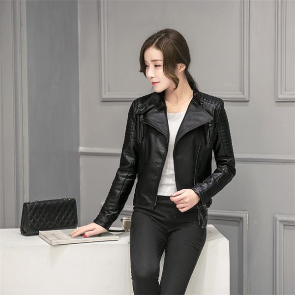 

spring autumn women's coats black zippers coat motorcycle jackets biker jacket, Black;brown
