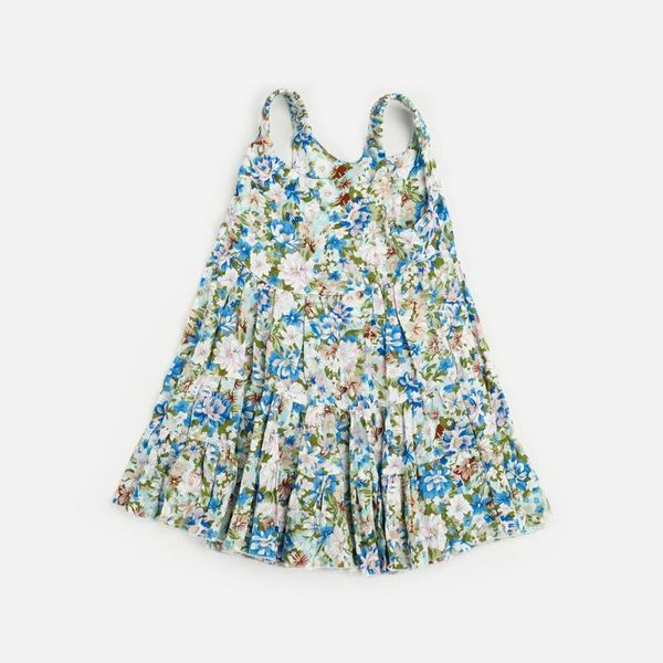 

girl's dresses girls' dress 2021 summer fashion children's cotton printed floral princess sleeveless, Red;yellow