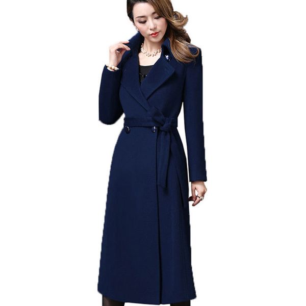 

5xl plus size autumn winter wool coat womens cashmere woolen coats 2018 new outerwear manteau long femme hiver z371, Black