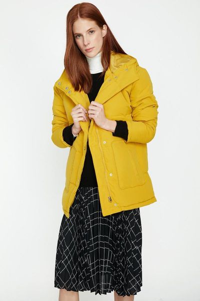 

koton women yellow hooded coats 9kak51900jw, Black;brown