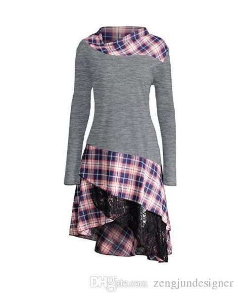 

womens autumn designer floral print dresses cowl neck long sleeve plaid femaele clothing college style casual apprel, White;black