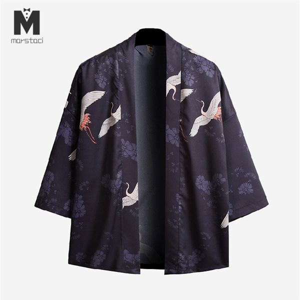

marstaci 5xl men casual shirt 3d print japanese style kimono man's open stutch shirts coat robe male shirt harajuku, Black;brown