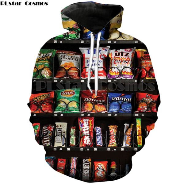 

plstar cosmos delicious french fries/chocolate/chicken 3d print hoodie 2018 new style fashion mens/womens hooded sweatshirt, Black