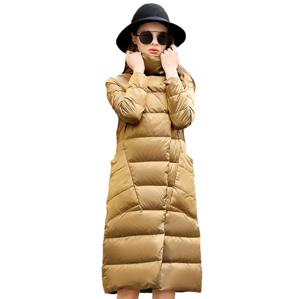 

duck down jacket women winter 2019 outerwear coats female long casual light ultra thin warm down puffer jacket parka branded, Black