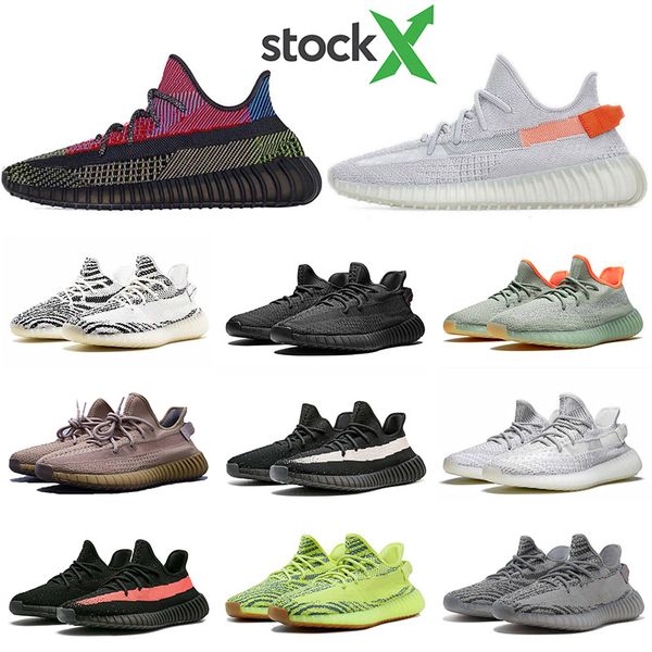 

new arrivals kanye west mens womens running shoes cinder earth desert sage tail light blue tint static reflective trainers sneakers size 13, White;red