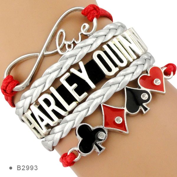 

handmade knitted bracelet with designer letter harley quinn decoration friends bracelets bohemian styles preaty bracelets, Golden;silver
