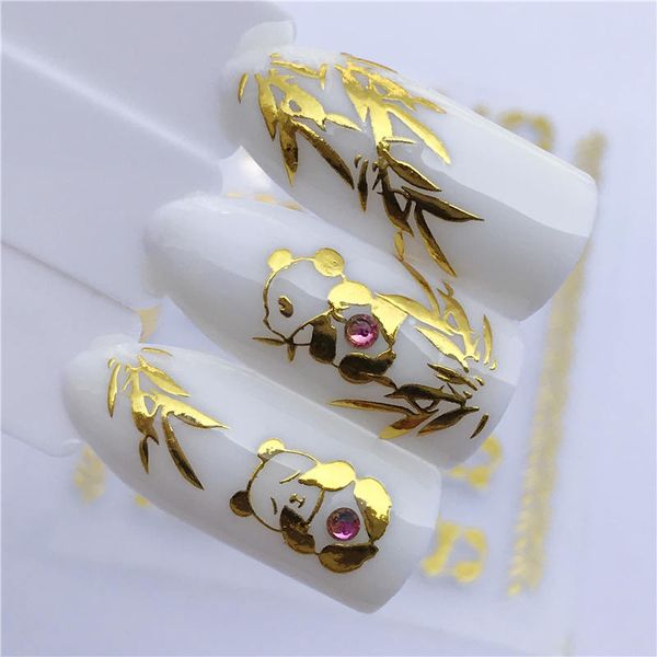 

ywk голографическое золото 3d наклейка для ногтей кокосовая пальма лист холо лазерный клей наклейка наклейка маникюр украшения искусства ног, Black