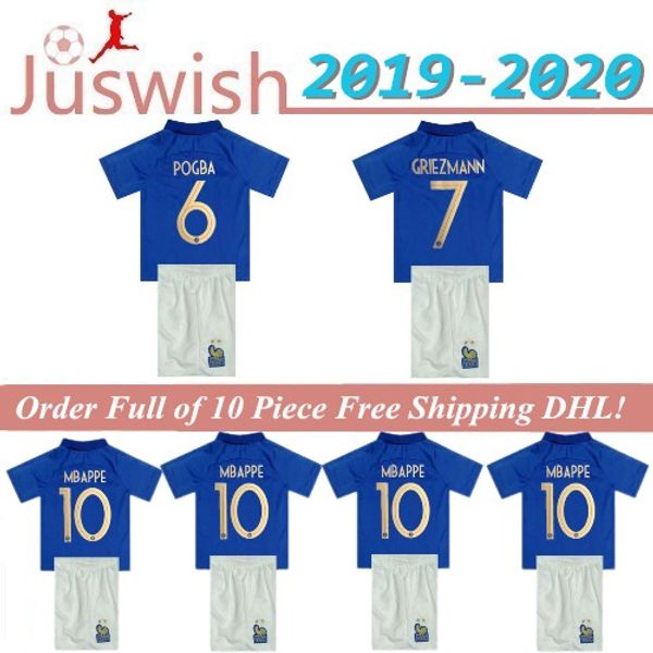 

2019 youth griezmann mbappe kids france soccer jersey boys child centenary pogba long sleeve football shirt maillot de foot 19 20, Black