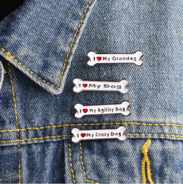

novelty brooches i love my dog dogs bone lapel hat pin tie tack enamel lapel pin brooch, Gray