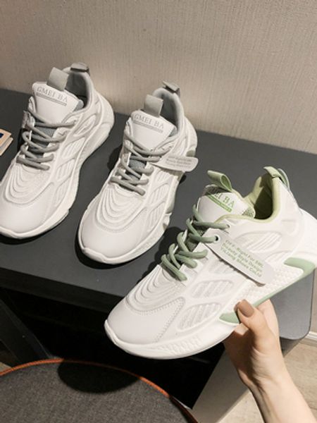 

women's shoes spring and summer wild 2020 new thick-soled sports shoes women's mesh breathable mesh popular ins tide, Black