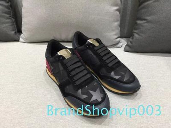 

wmoen и мужчины топ повседневная обувь камуфляж натуральная кожа зашнуровать пару звезд обувь унисекс заклепки плоские туфли смешать цвет, Black