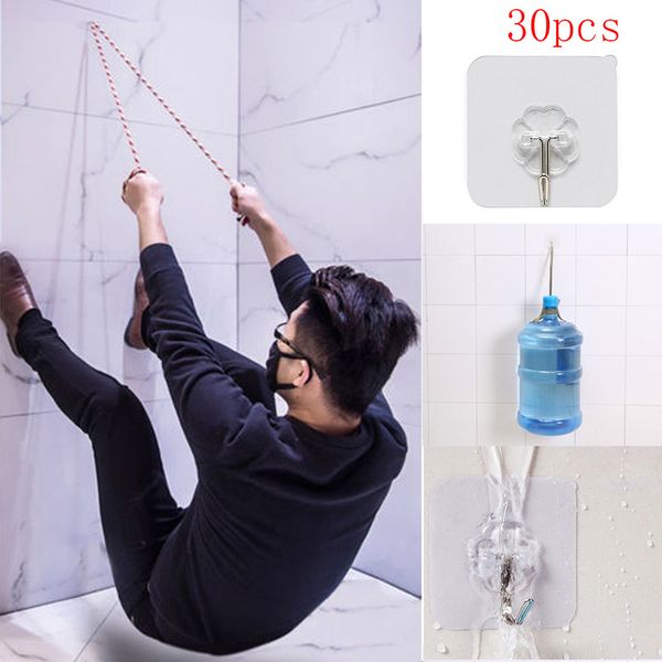 

30pcs strong transparent suction cup sucker wall hooks hanger for kitchen bathroom