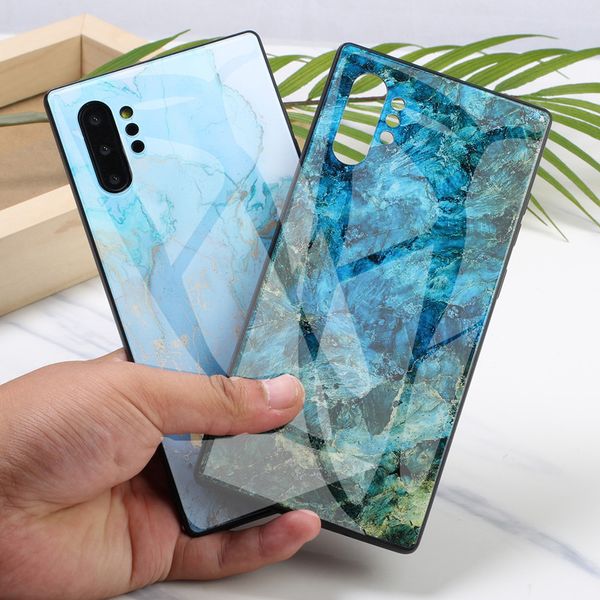 note10 artı cep telefonu durum için not 10 yaratıcı koruyucu kapak için Mermer temperli cam vaka