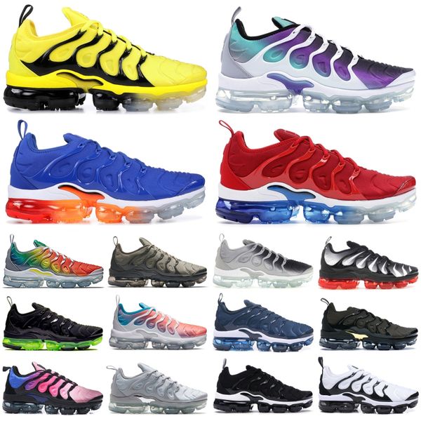 

2019 black metallic gold tn plus men designer shoes rainbow bumblebee persian violet triple black women shoes sport running sneakers, White;red