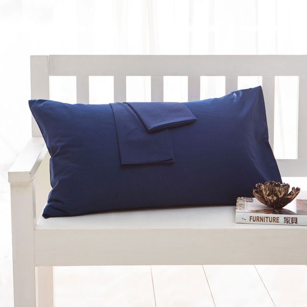 

2019 100% cotton solid color bed pillow cover 48*74cm rectangular pink/blue/grey pillowcase sleeping bedding pillow case