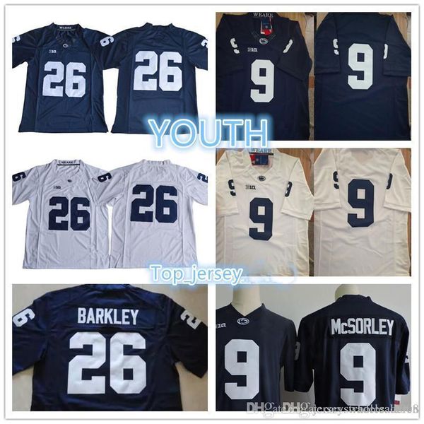 

youth #26 saquon barkley #9 trace mcsorley boys navy blue white kids penn state nittany college football jerseys cheap, Black;red
