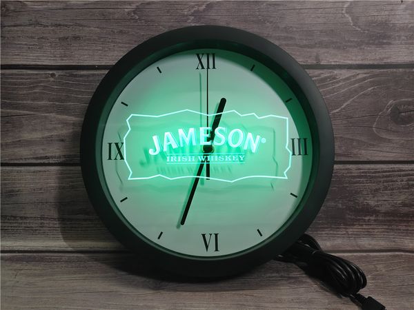 

0e159 jameson whiskey bar club pub app rgb led neon light signs wall clock