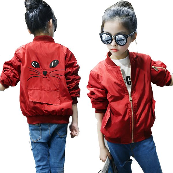 

spring autumn jacket for girls children's flight jacket boys bomber children cat face coat, Blue;gray