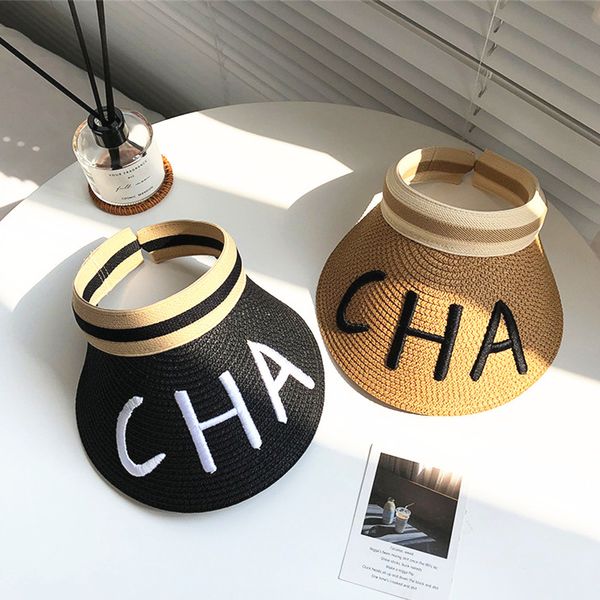 

summer women letter emeboidery straw hat new lady female casual sun cap beach ess visor cap casquette gorros, Blue;gray