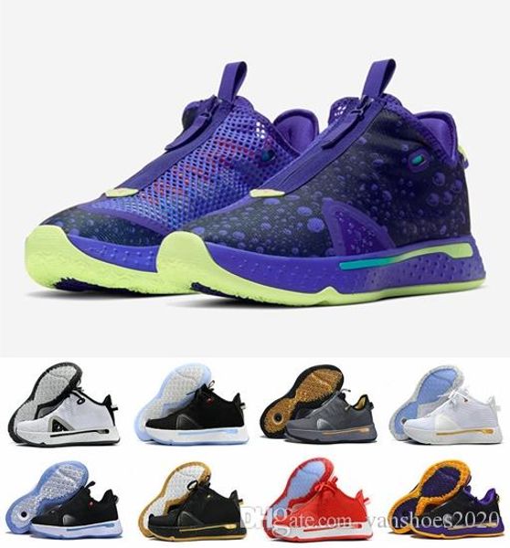 

new pg 4 gatorade nasa paul george basketball sports shoes 4s iv zoom gx black white men designer sneakers 7-12