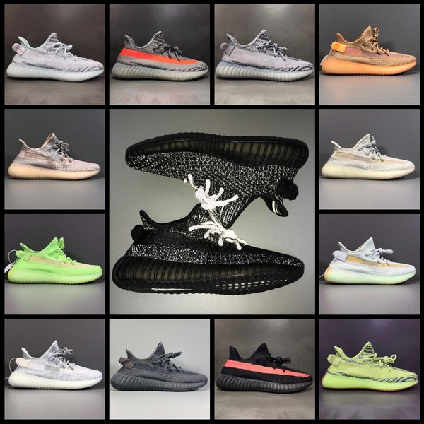 

new cream v1 sesame kanye west black white static clay true form reflective hyperspace 3m gid glow wave runner men running shoes sneaker