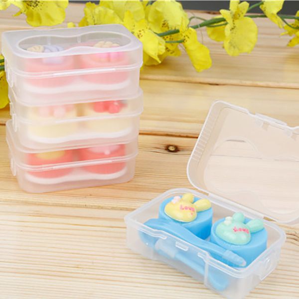 

мультфильм красочного контактных линз box держатель конфета цвет замочить замачивание футляров eye care kit двойного чехла для объектива с п