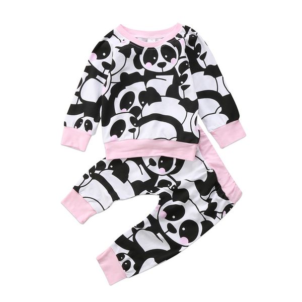 

pudcoco newborn baby girl clothes cotton soft panda print long sleeve hoodie +pants 2pcs outfits pajamas sets for 0-24months, Pink;blue