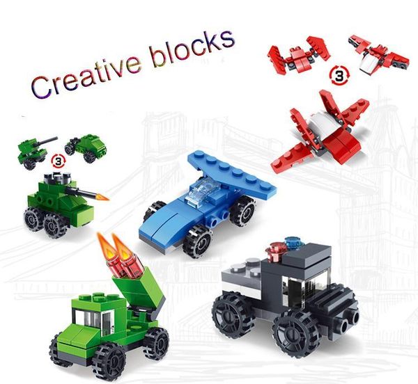 Hot building block tre modifiche combinazione di giocattoli fai da te building block cinque in uno carro armato da corsa antincendio giocattolo educativo per bambini regalo giocattoli per bambini