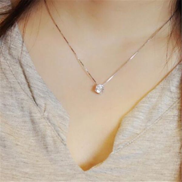 

wkoud simple trendy crystal zircon rhinestone pendant tattoo choker necklace for women charm fashion collar bijoux jewelry, Silver