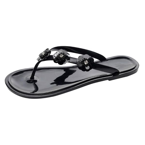 

summer womens flip flops non-slip platform flat-bottomed breathable flats open toe shoe light casual slippers zapatos de mujer, Black