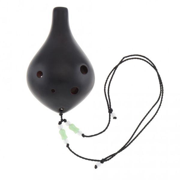 

6 holes portable alto tonec ocarina ceramic black pottery ice crack flute instrument with hang rope 4 colors optional