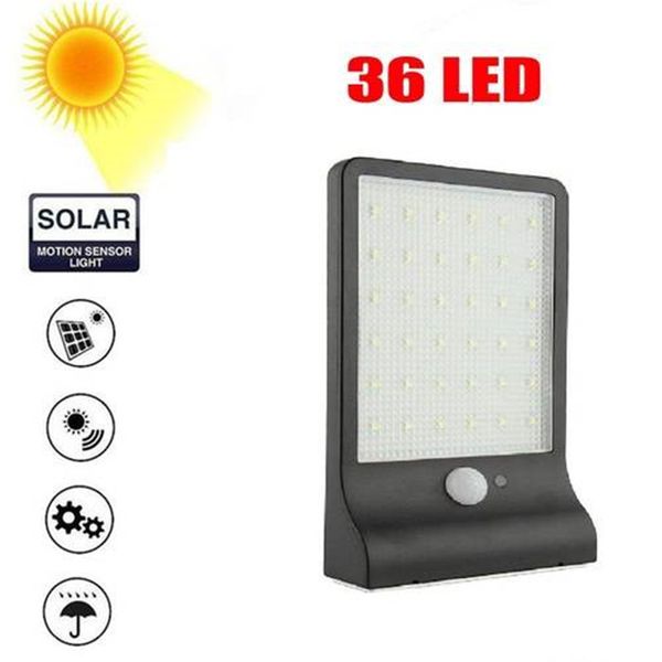 

au stock 36led solar sensor light solar lights outdoor wall lamp ip65 waterproof black garden lamps garage lights outdoor