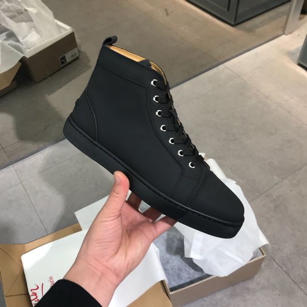 

high-shoes, studded red-soled shoes, lace-up flat men's shoes, mesh sequin sneakers, men's casual shoes size 34-47, Black