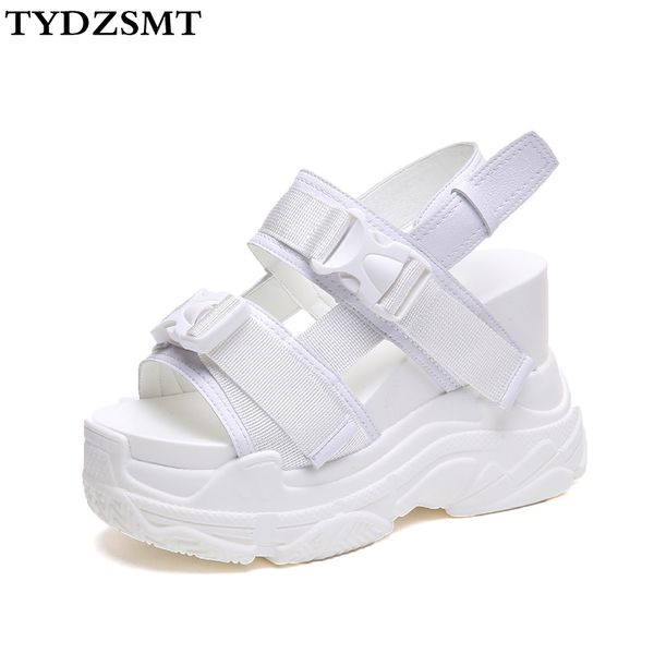 

tydasmt platform sandals women 2020 high heels open-toed sandals wedge increased chunky shoes ladies beach summer sandalia, Black